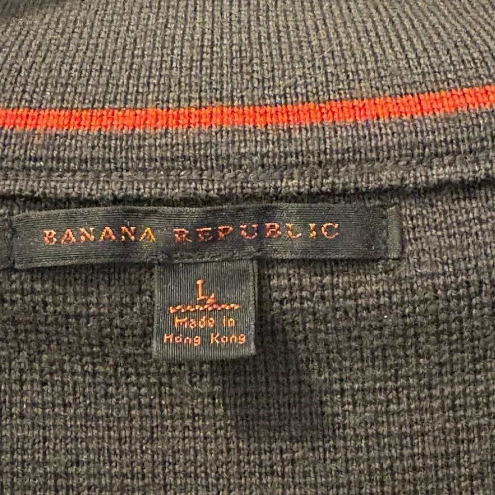 Banana Republic Men's Dark Gray Zip-Up Sweater Size Large